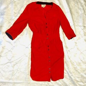 Anthropologie Maeve burnt orange corduroy dress with pockets size 0